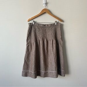 Eddie Bauer 100% Linen A-Line Lagenlook Pleated Skirt Size 12